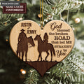 Heart Cowboy And Cowgirl God Blessed Personalized Wood Engraved Ornaments