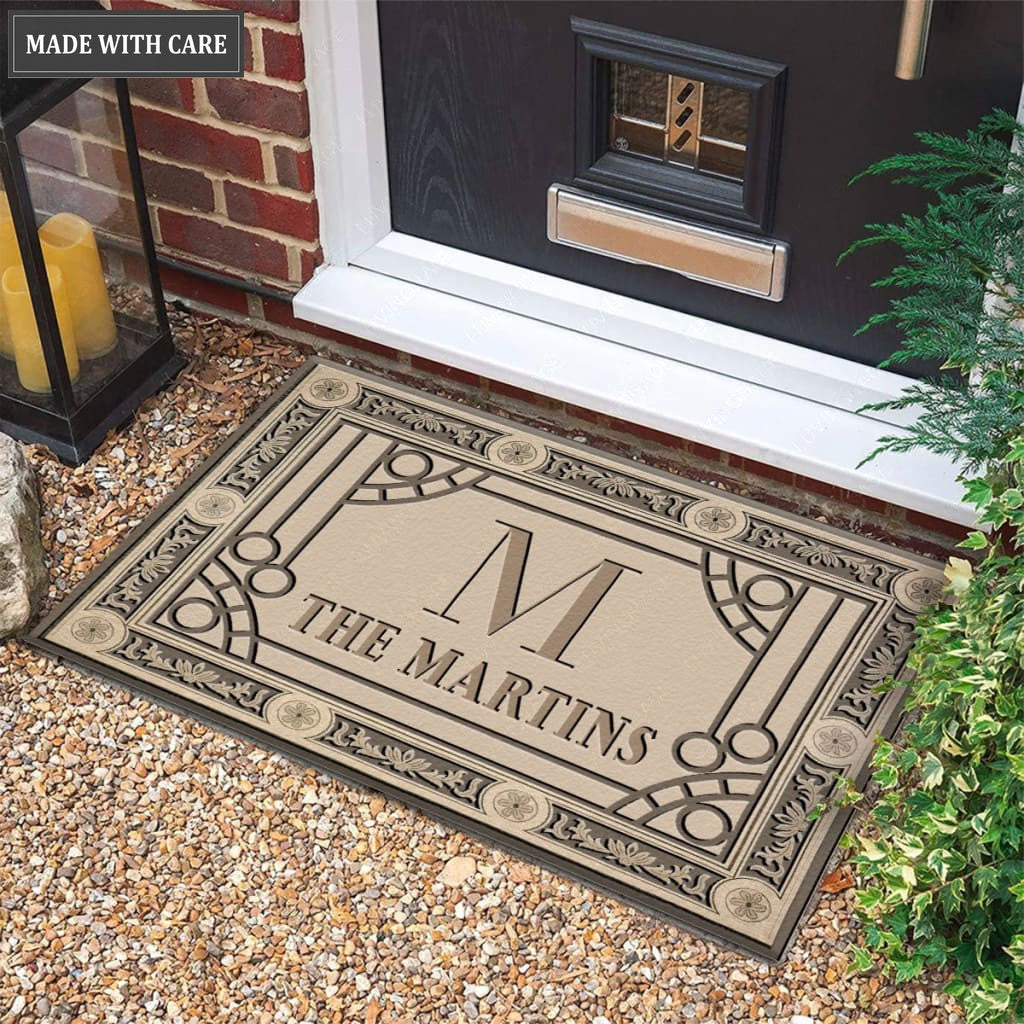 Luvingrace M12 Vintage Monogram Collection Family Name Personalized Doormat