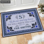 Printfamily M14 Vintage Monogram Collection As For My House Personalized Doormat