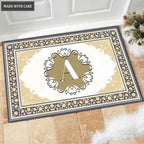 Luvingrace M16 Elegant Monogram The First Letter of Family Name Personalized Doormat