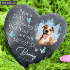 Dog Photo Blue Butterly Butterfly Custom Dog Memorial Stone, Pet Memorial Gifts - Personalized Custom Memorial Tomstone