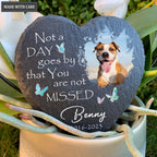 Dog Photo Blue Butterly Butterfly Custom Dog Memorial Stone, Pet Memorial Gifts - Personalized Custom Memorial Tomstone