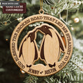 Penguin Couple God Blessed Personalized Wood Engraved Ornaments