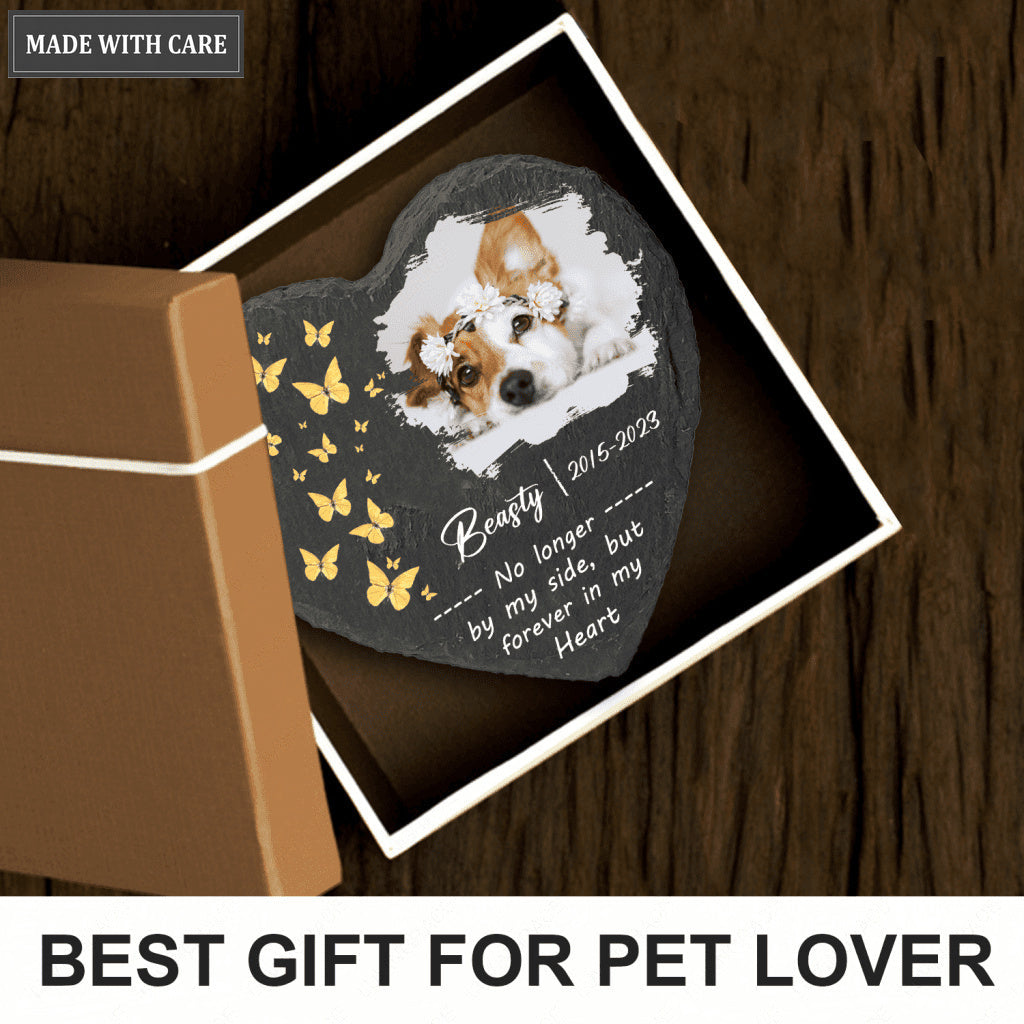 Dog Photo Butterfly Custom Dog Memorial Stone, Pet Memorial Gifts - Personalized Custom Memorial Tomstone