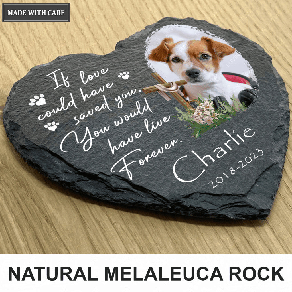 Dog Photo Christ Corss Flower Custom Dog Memorial Stone, Pet Memorial Gifts - Personalized Custom Memorial Tomstone