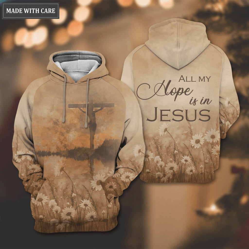 Christian Cross Daisy All My Hope Hoodie