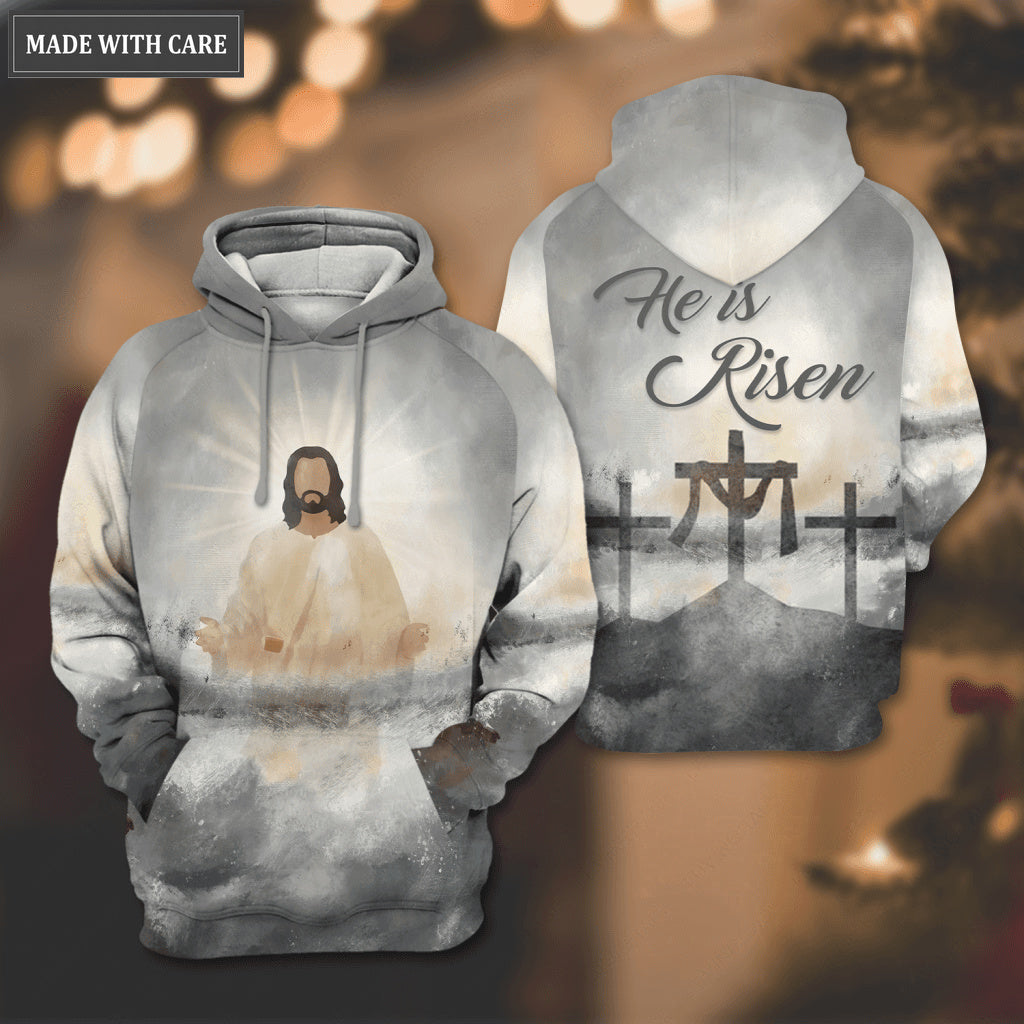 Christian Cross He Is Risen Hoodie
