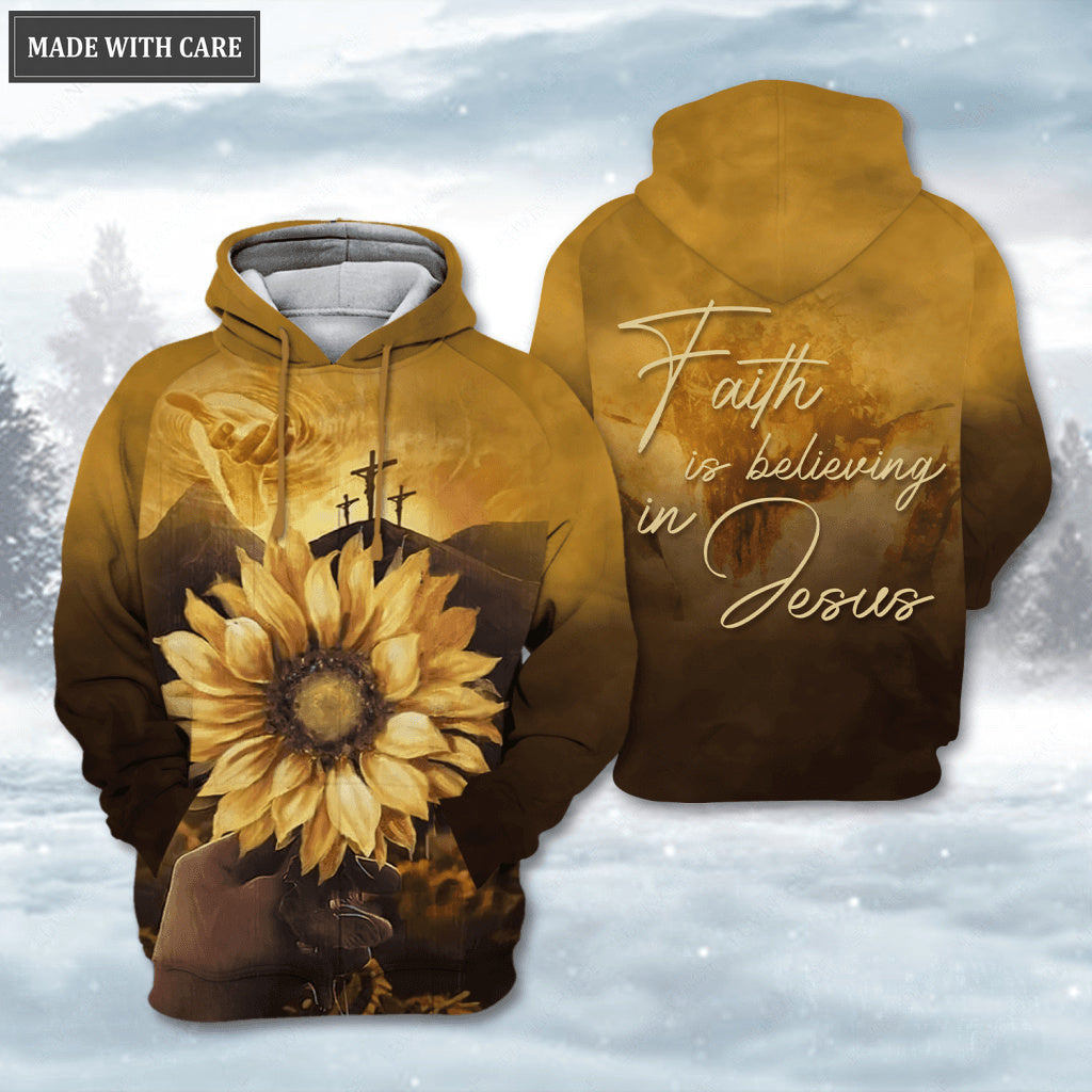 Cross Sunflower Christian Faith Is Believing Hoodie