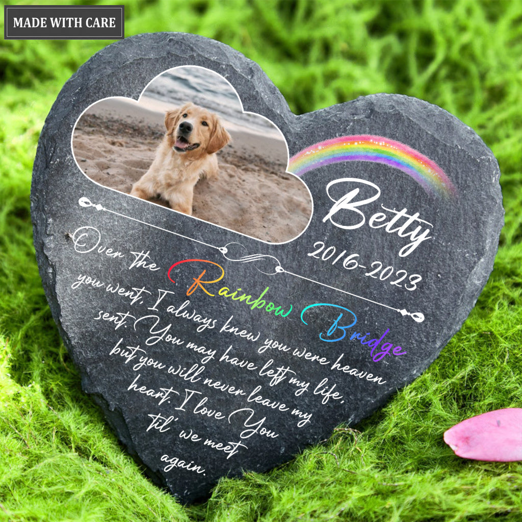 Rainbow Dog Photo Until We Meet Again Custom Dog Memorial Stone, Pet Memorial Gifts - Personalized Custom Memorial Tomstone