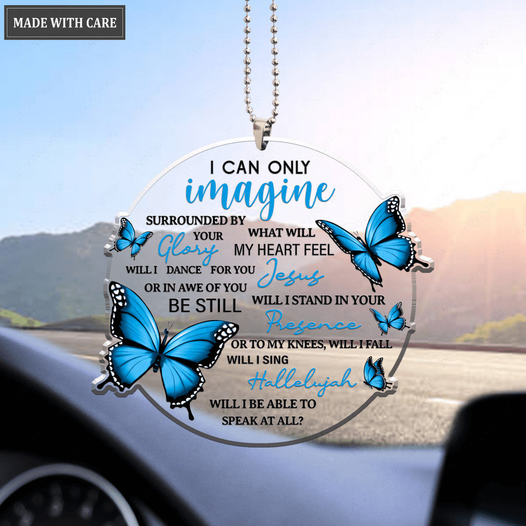 Blue Butterflies Surrounded By Glory Round Ornament