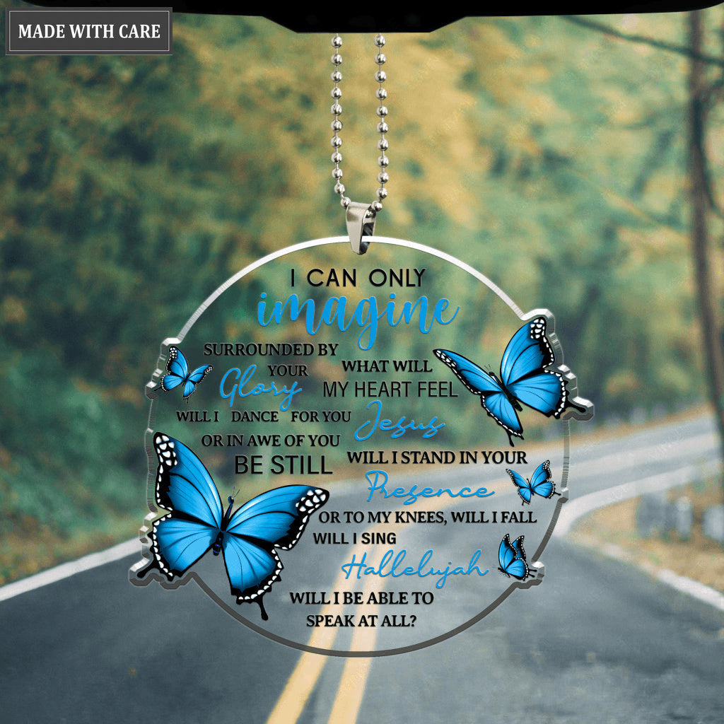 Blue Butterflies Surrounded By Glory Round Ornament