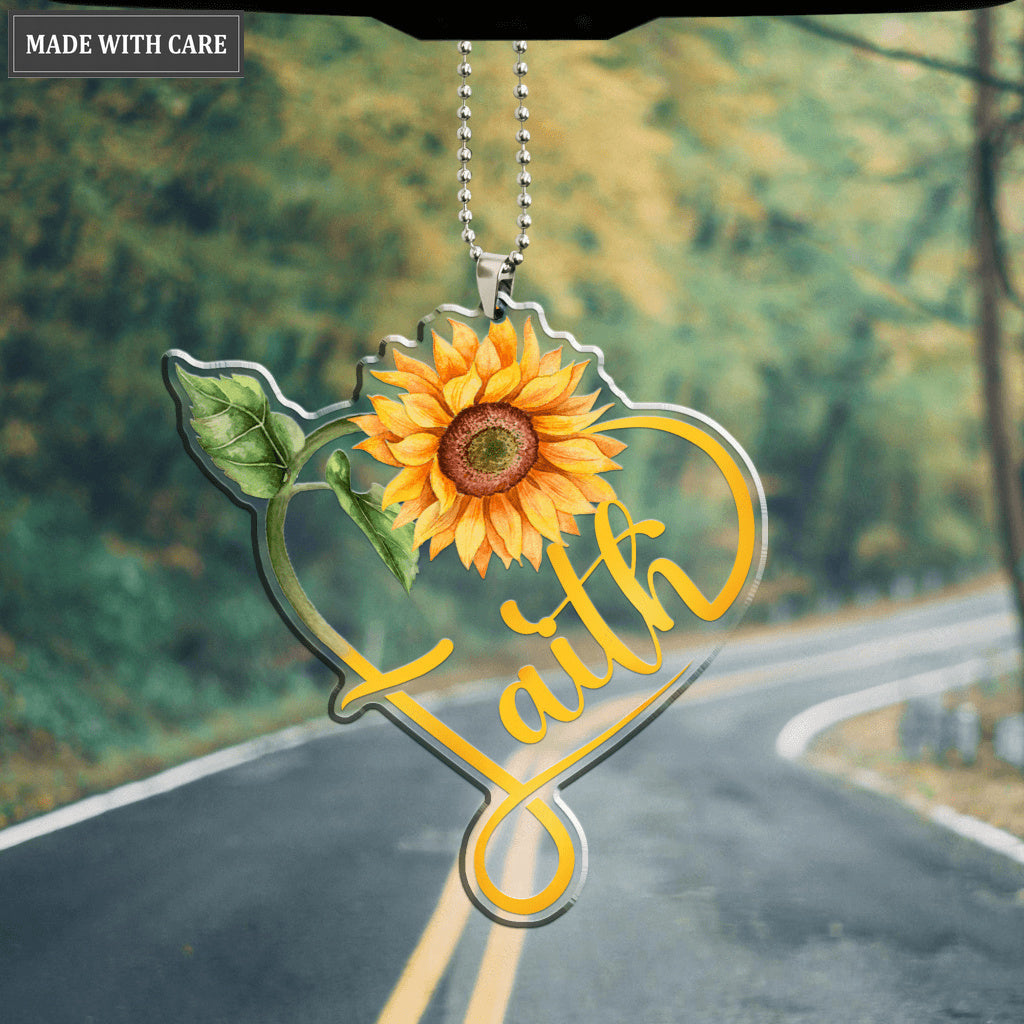 Sunflower Heart Christian Faith Ornament