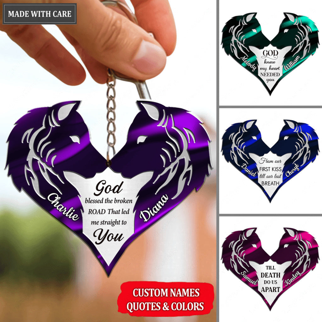 Wolves For Couple Personalized Keychain