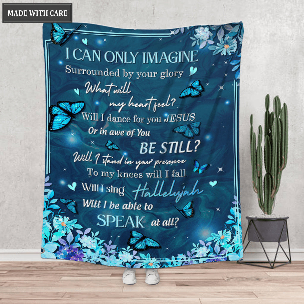 Blue Butterfly Floral I Can Only Imagine Blanket