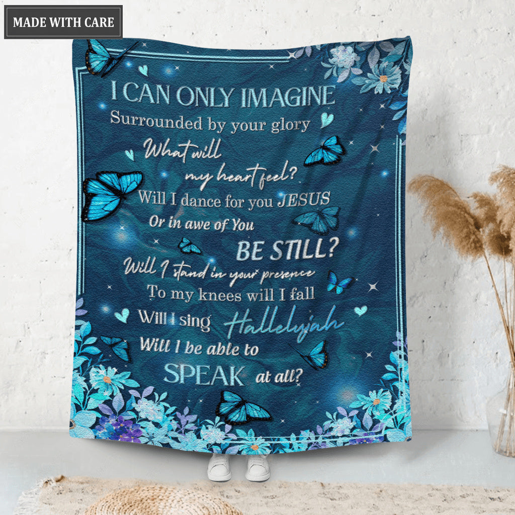 Blue Butterfly Floral I Can Only Imagine Blanket