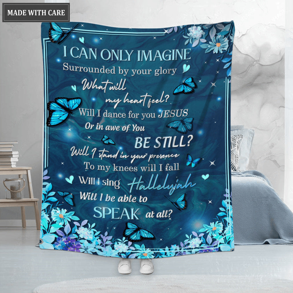 Blue Butterfly Floral I Can Only Imagine Blanket