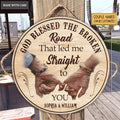 Personalized God Blessed Pinky Promise Wood Circle Sign