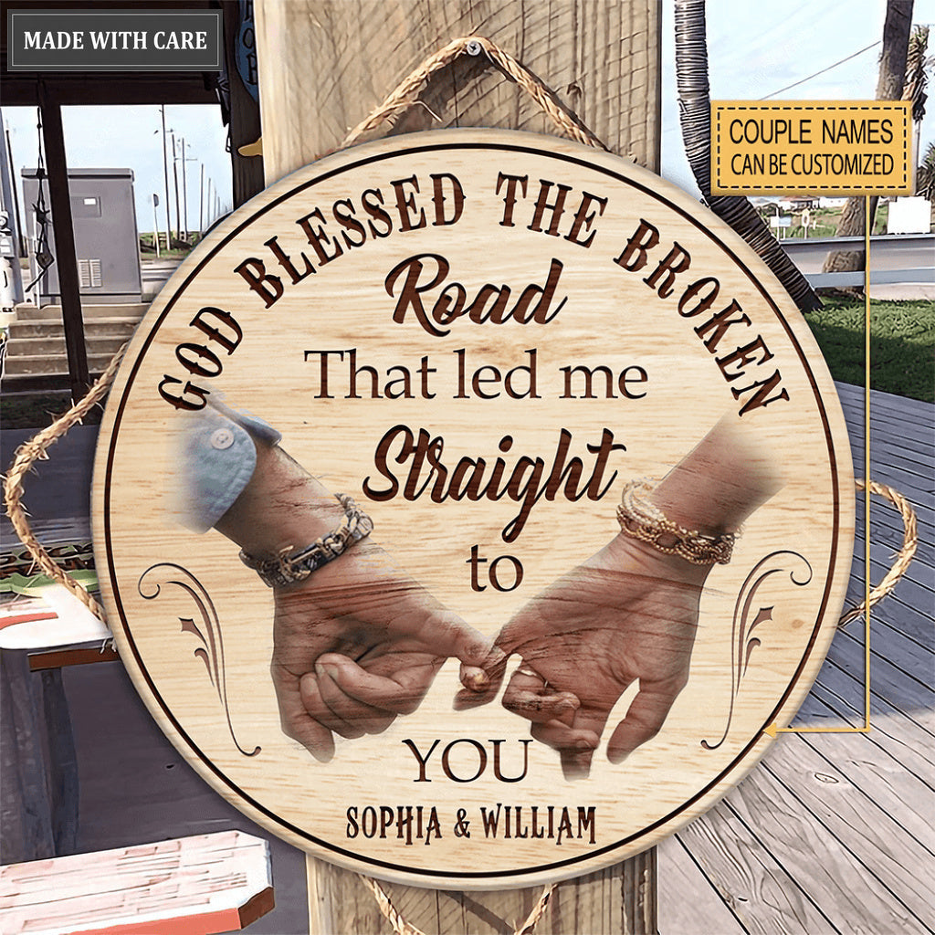 Personalized God Blessed Pinky Promise Wood Circle Sign