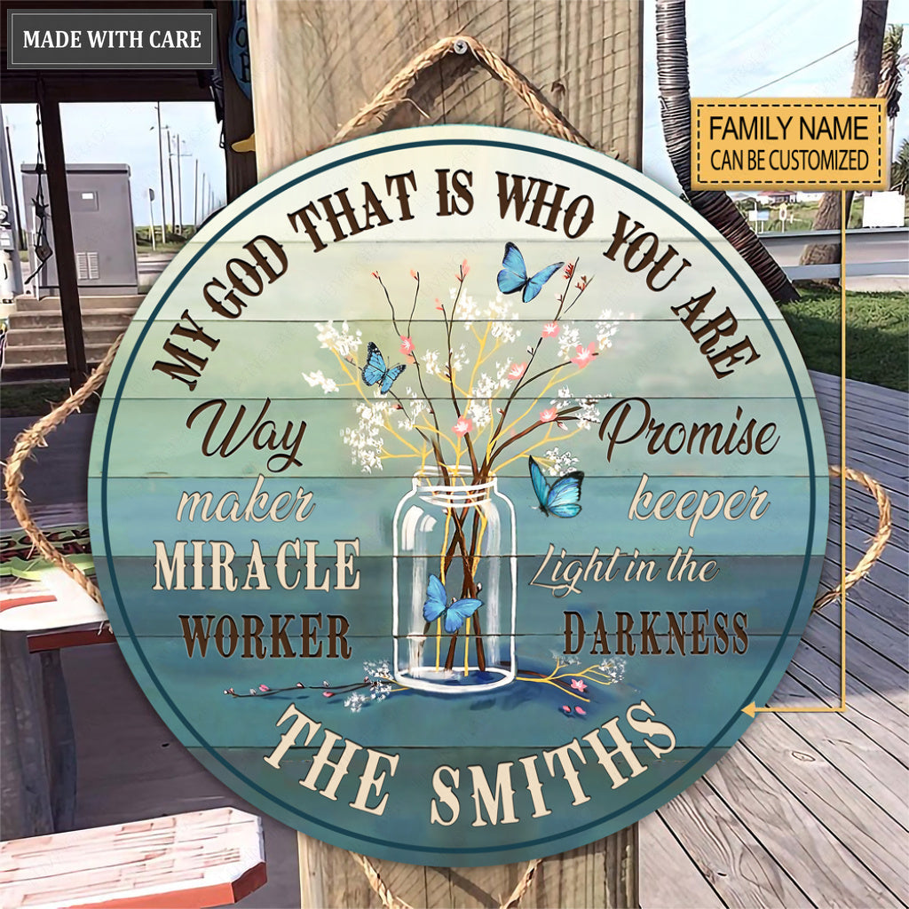 Personalized Jar Waymaker Blue Wood Circle Sign