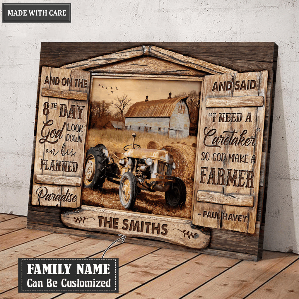 Personalized Open Window Family Farmer Canvas Wall Art