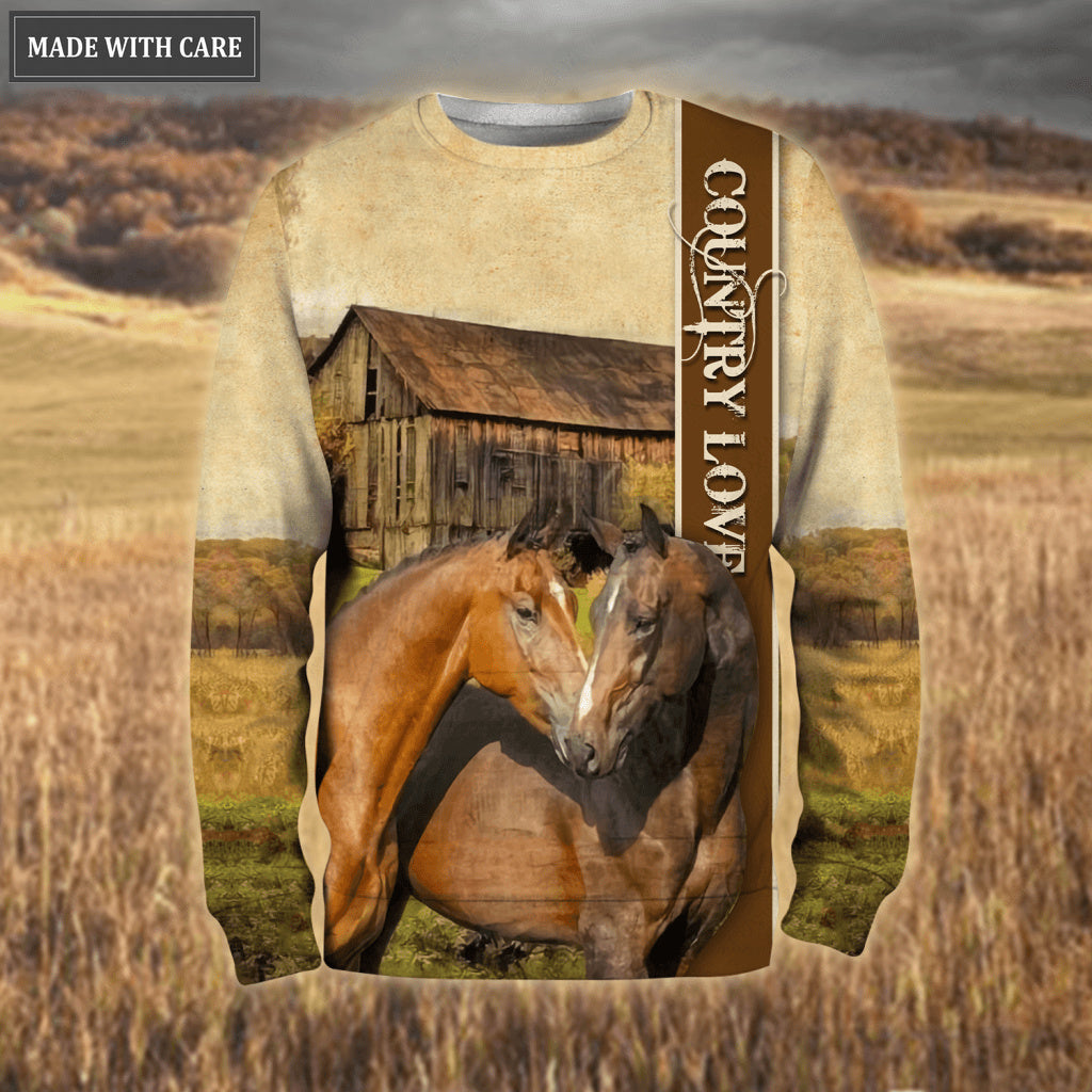 Country Love Horse Couple God Blessed Hoodie