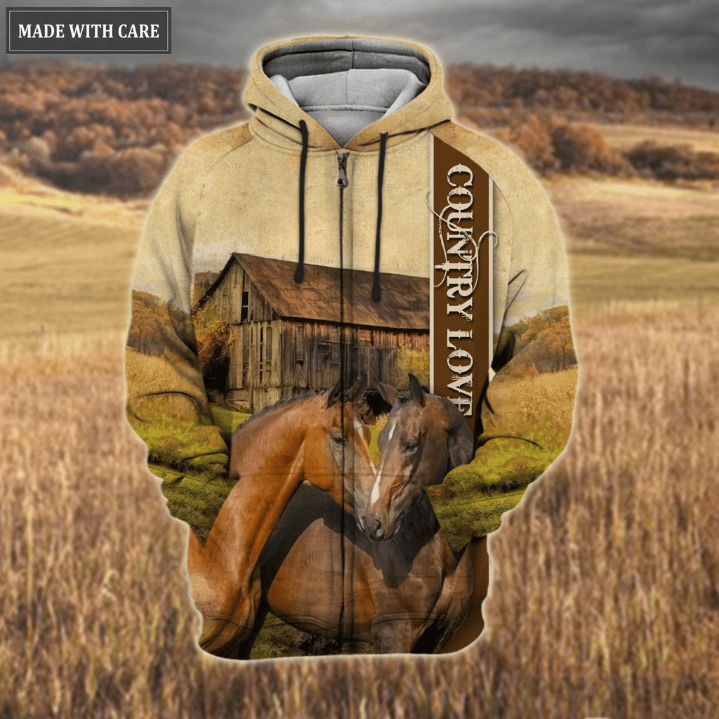 Country Love Horse Couple God Blessed Hoodie