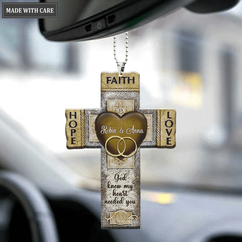 Personalized Faith Hope Love Cross Ornament