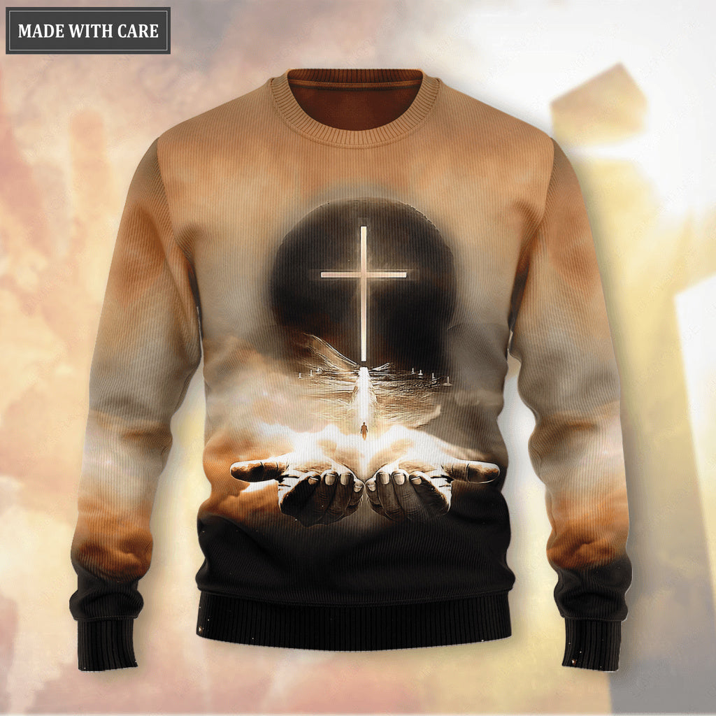 Cross Jesus Hand Walk By Faith Not By Sight Wool Sweatshirt