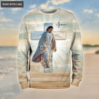 Jesus Christ Walk On Beach Walk By Faith Not By Sight Hoodie