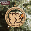 Penguin Couple God Blessed Personalized Wood Engraved Ornaments