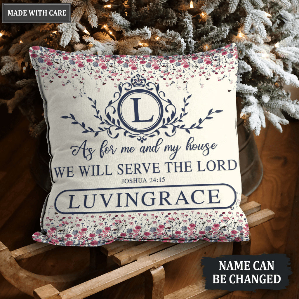 Vintage Flower As For Me And My House Personalized Pillow