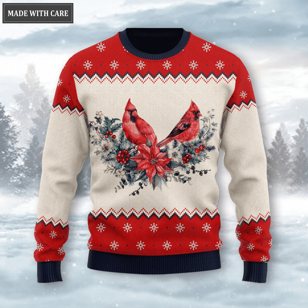 Christmas Snow Cardinal Wool Knitted Pattern I Am Always Be With You Ugly Sweater
