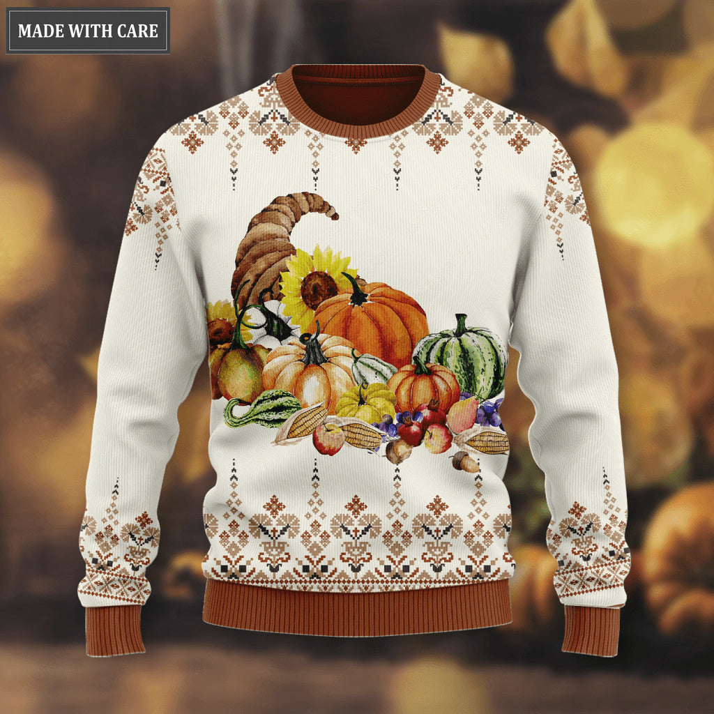 Thanksgiving Pumpkin Fruit Wool Knitted Pattern There Is Always Ugly Sweater