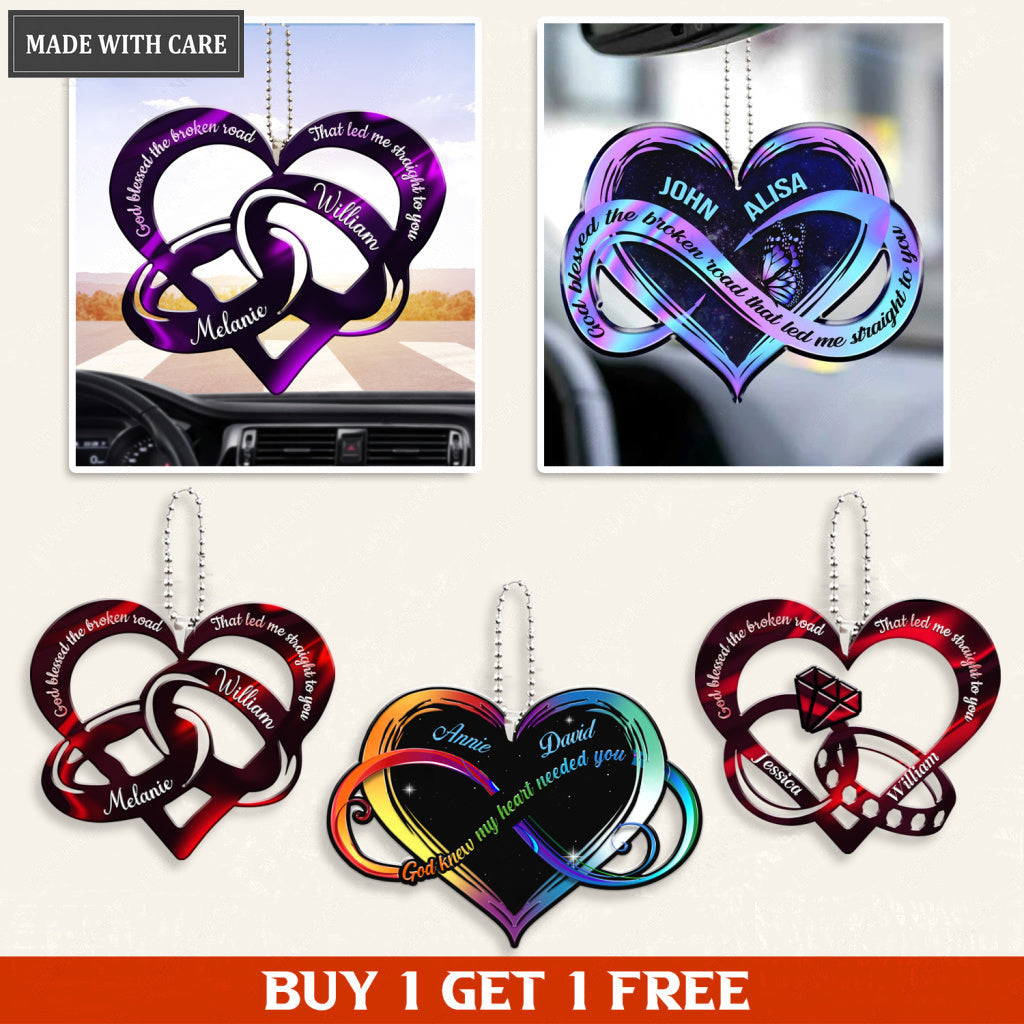 Couple Hearts God Blessed Personalized Ornament - Buy 1 GET 1 FREE - Valentine Gifts Couple Gifts - BUY 1 GET 1 FREE