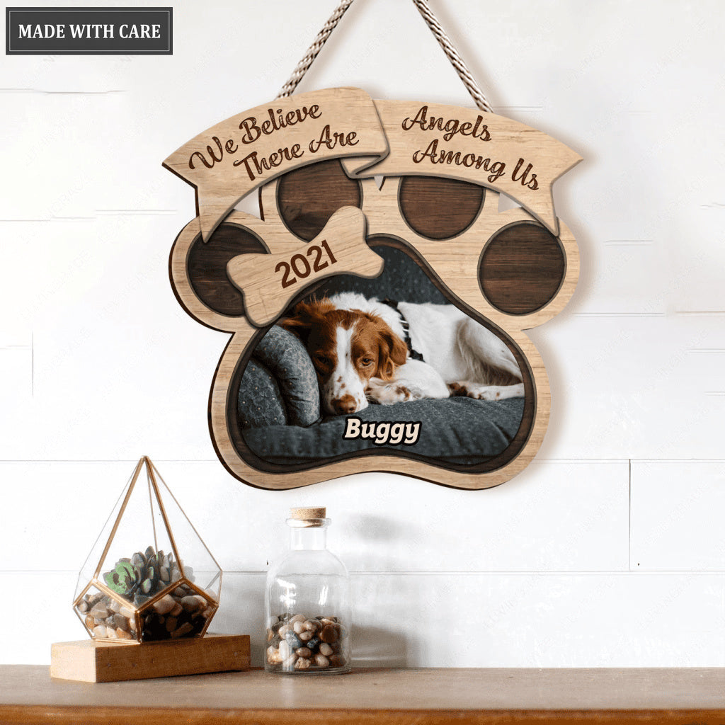 Personalized Dog Angels Among Us Memorial Customized Shape Wooden Sign