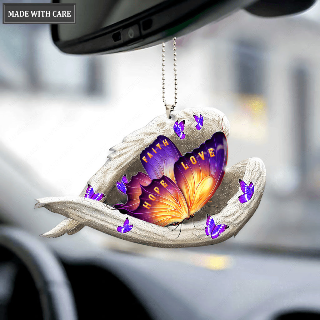 Faith Hope Love Butterfly Sleeping Angel Ornament