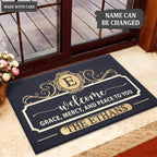 Personalized Welcome Grace Mercy And Peace Elegant Family Home Doormat