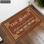 Retro Serve The Lord Personalized Doormat