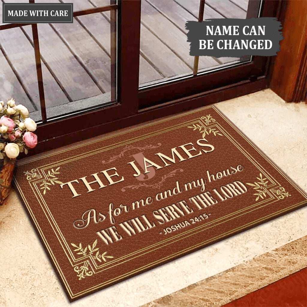 Retro Serve The Lord Personalized Doormat