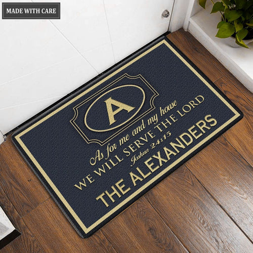 Baxter Monogrammed Serve The Lord Personalized Door Mat