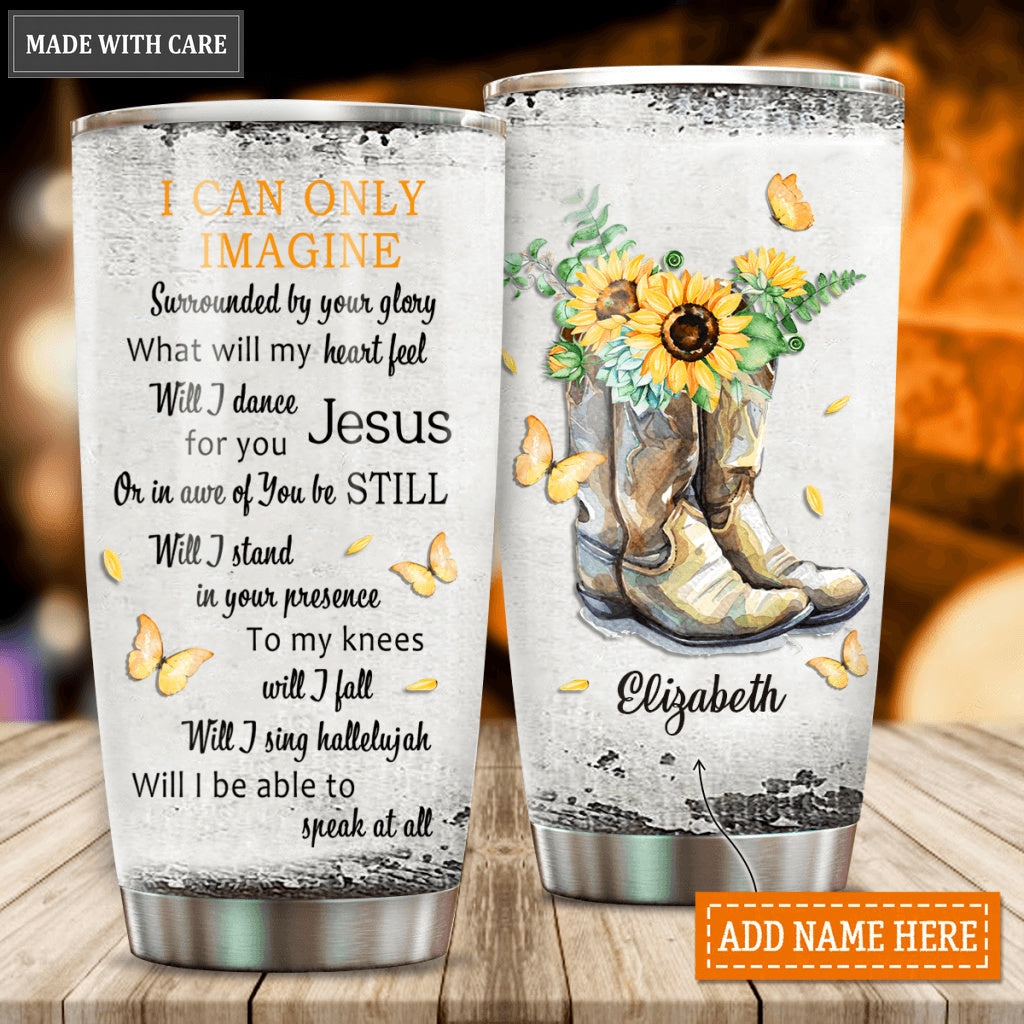 Glory In The Air Yellow Boots Personalized Tumbler