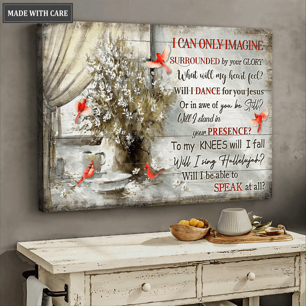 In Front Of WIndow Cardinals Glory Poster And Canvas
