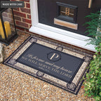 Printfamily M18 Vintage Monogram Collection As For My House Personalized Doormat