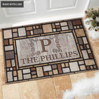 Luvingrace M19 Elegant Monogram Collection Family Name Personalized Doormat