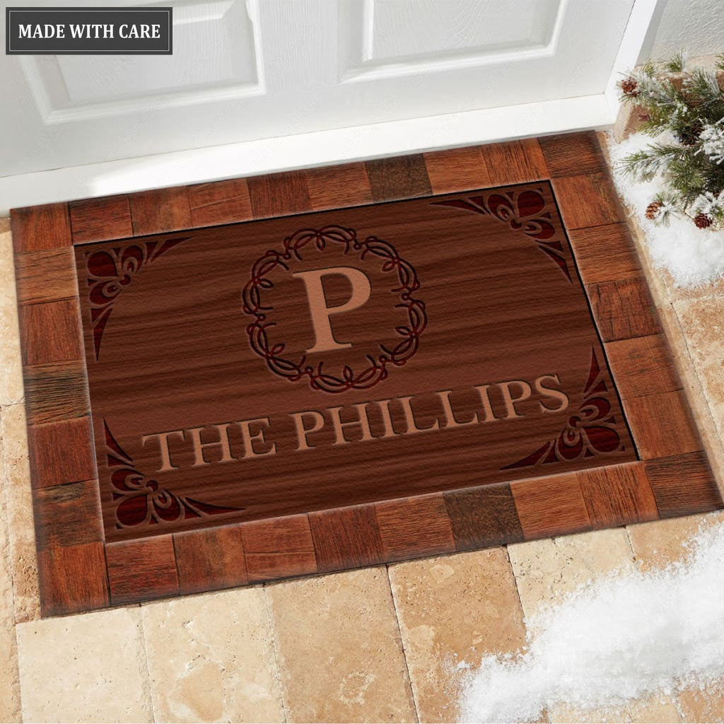 Luvingrace M20 Elegant Monogram Collection Family Name Personalized Doormat