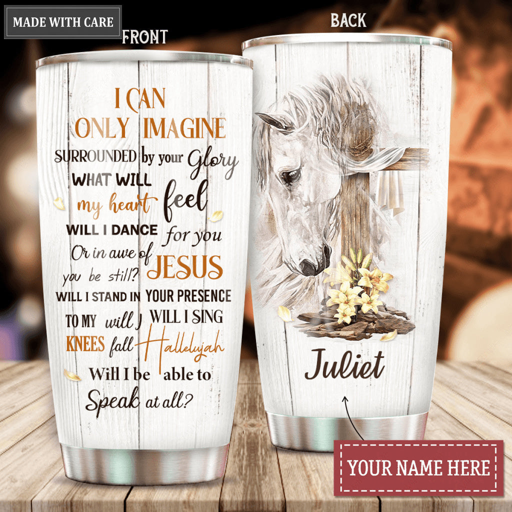 Personalized Cross Horse Pastel Glory Tumbler
