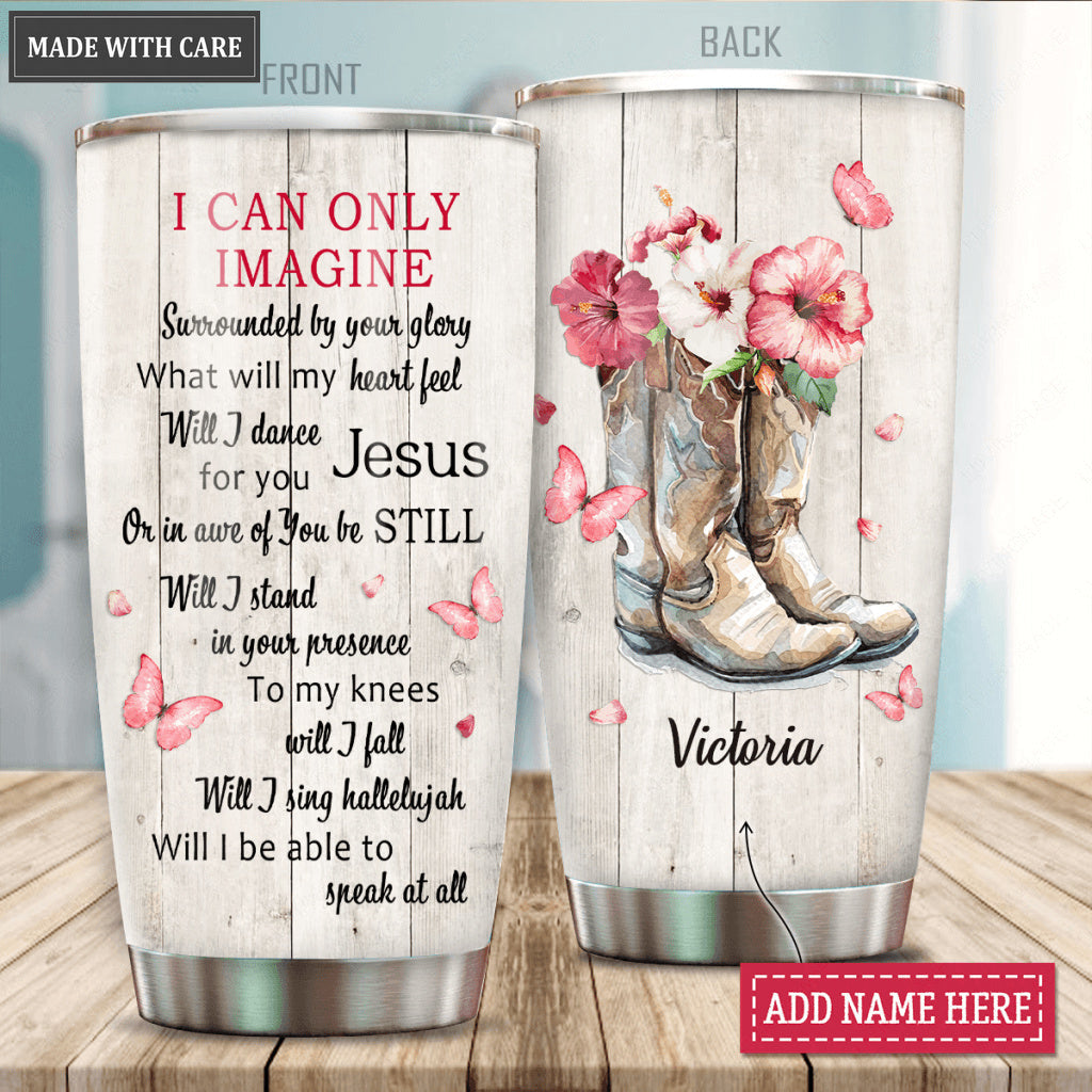 Personalized Pink Boots Glory In The Air Customized Tumbler