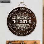 Customized Sunflower Serve The Lord Circle Sign Full Name of The Family