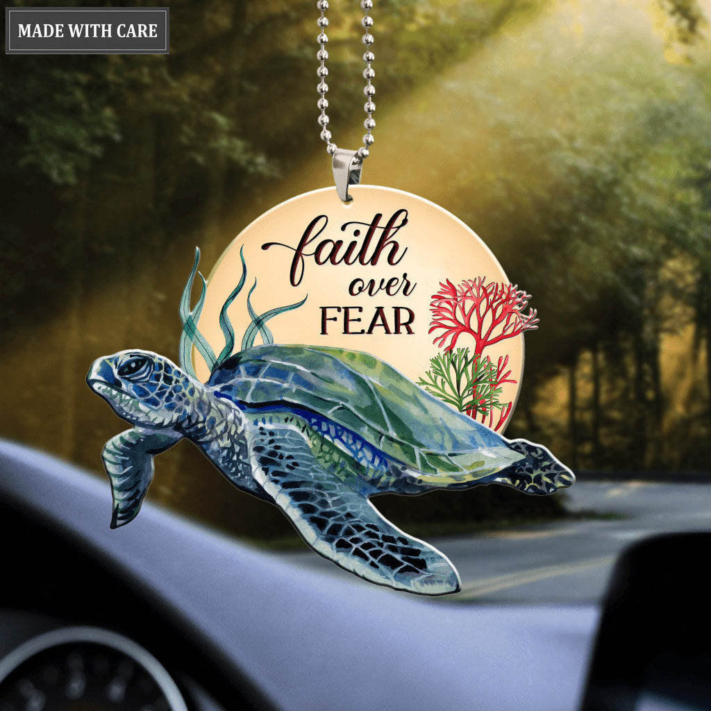Faith Over Fear Turtle Ornament