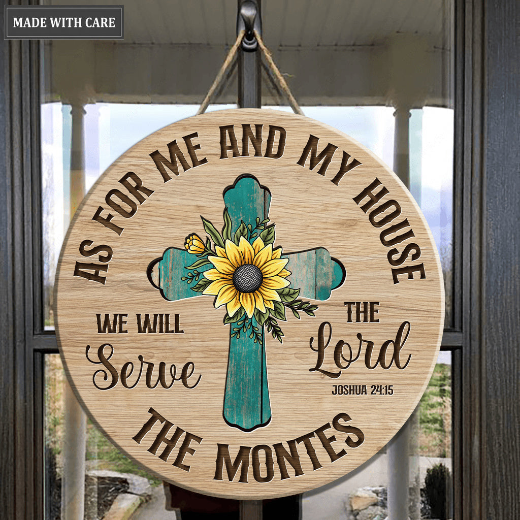 Personalized Rustic Cross With Sunflower Serve The Lord Circle Sign